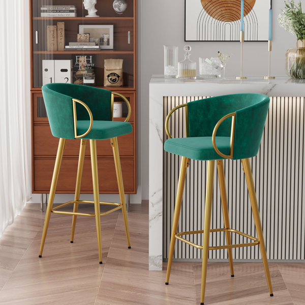 Willa Arlo Interiors Irvington Velvet Counter Height Bar Stools, Bar
